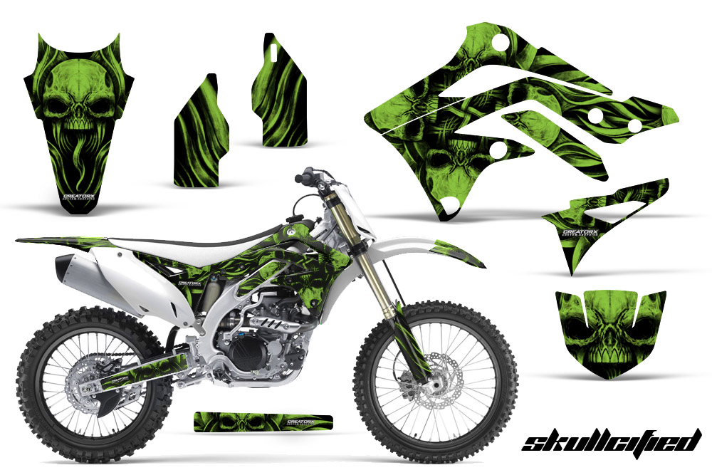 Kawasaki KX450F 2012 Graphics Kit Skullcified Green WB